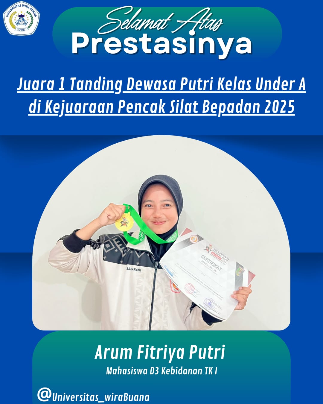 SELAMAT ATAS PRESTASINYA ARUM FITRIYA PUTRI MAHASISWA D3 KEBIDANAN